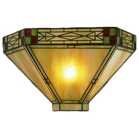 Dale Tiffany 8676/1LTW Mission Wall Sconce Light, Art Glass Shade