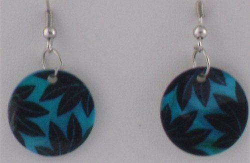 Blue Polished Leaf Design Earrings