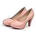 AmoonyFashion Girls Closed Round Toe High Heel Platform Patent Leather PU Solid Pumps