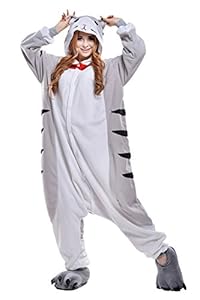 Newcosplay Unisex-Adult Cheese Cat Onesie Pajamas Kigurumi Halloween Cosplay Costume Small Grey