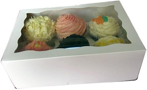 10 x 4" DEEP WHITE Fairy Cupcake Muffin Box & Tray for 6 Cup Cake