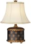 Black and Gold Fleur-de-Lis Canister Table Lamp