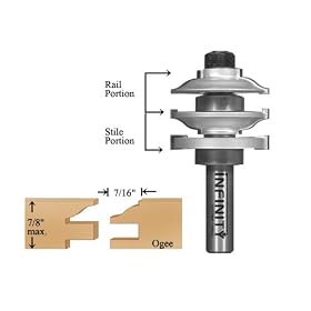 91-521, 1/2" Shank 1-Piece Combination Rail & Stile Router Bit, Ogee Profile