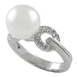 Sterling Silver Freshwater Pearl Ring w/ CZ Accents
