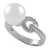 Sterling Silver Freshwater Pearl Ring w/ CZ Accents