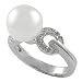 Sterling Silver Freshwater Pearl Ring w/ CZ Accents
