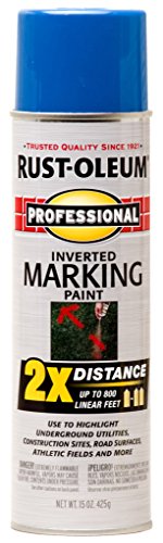 Rust-Oleum 266575 Professional 2X Distance Inverted Marking Spray Paint, 15 oz, Caution Blue