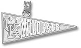 Kentucky Wildcats Solid Sterling Silver ''UK'' Wildcat Pennant Pendant