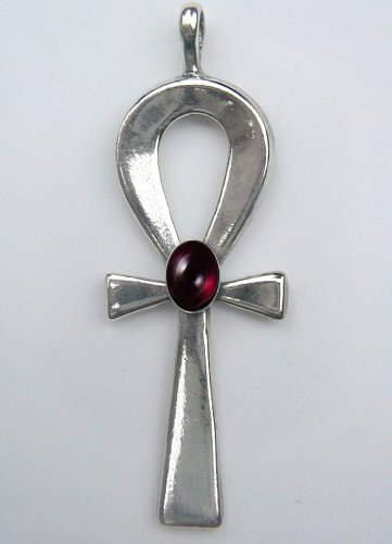 A Beautiful Sterling Silver Ankh with a Genuine Rainbow Garnet