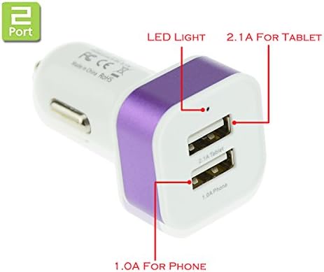 Car Charger,Eyecatching 3pcs 3.1A/24W Dual-Port High-Speed USB(2.1A Tablet,1.0A Phone)，Metal mouth, UNIVERSAL Portable Rapid Travel Charger,(Ceramic White) for iPhone 6 / 6 Plus, iPad Air 2, iPad Mini, Galaxy S5, Note 4, Galaxy Tablet, HTC One, Google Nexus, LG Flex, Moto X, Android, Blackberry, iPod Touch and other MP3 & GPS Devices, Mobile Smartphones & Tablets and More .(Black.Gold.Purple.)
