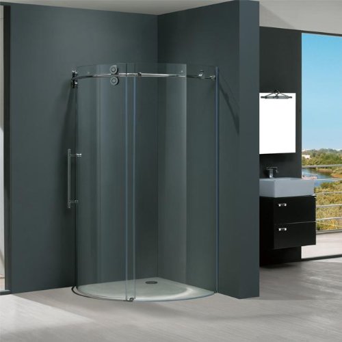 Vigo Industries VG6031CHCL36L Frameless Round Clear Shower Enclosure, Chrome