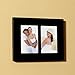 Adeco 2 Openings Decorative Black Wood Wall hanging or Desktop Table Top display Couple Picture Photo Frame - Made to Display Two 4x6 Photos
