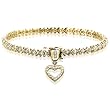 10K Yellow Gold 1 ct. Round and Baguette Cut Diamond Tennis Bracelet with Heart Charm
