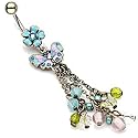 Antique Butterfly & Flower dangle belly button ring