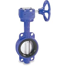 Smith-Cooper International 160 Series Iron Butterfly Valve, Wafer Style, Nickel Plated Ductile Iron Disc, Buna-N Seat, Gear Operator