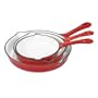 Heuck 33062 Porcelain Enamel Cast Iron 3 Piece Skillet Set, Red