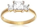 9ct Yellow Gold AMR323503 Ladies Princess Cut Cubic Zirconia Trilogy Ring