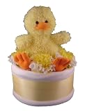 Yellow Duck 1 Tier Diaper Cake w/ Pampers Swaddlers, 10″ Stuffed Animal, and Precious Cargo Baby Apparel