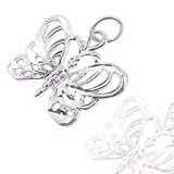 925 Sterling Silver Jewelry, Filigree Butterfly Charm with Symmetrical Wing Pattern, Adjustable Fit, Plus Free Special Gift Pouch