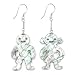 Mother-of-Pearl Happy Girl and Boy Dangle Earrings on Sterling Silver Chain and Frenchwires