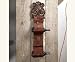 Carved Cedar & Tooled Leather Wine Holder
