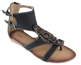 Capelli New York Faux Leather Thong Gladiator With Zip Heel Counter Sandal