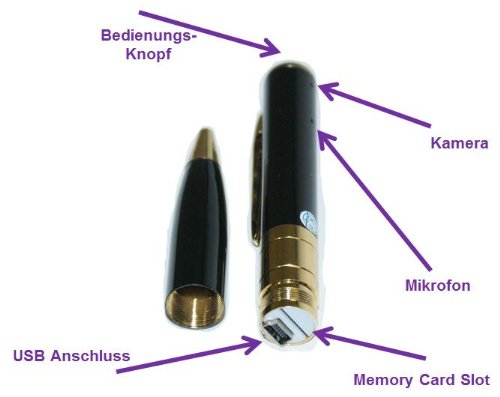 Spionage Pen Spy Pen Kamera Kugelschreiber MINI DVR Spion Schreiber Stift + BOX + Zubehör von RBrothersTechnologie Spion