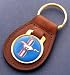 Ford Mustang Blue Pony Brown Leather Keychain