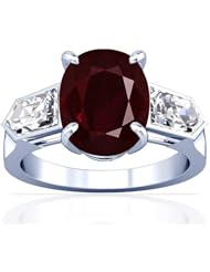 Platinum Oval Cut Ruby Three Stone Ring