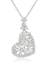 Sterling Silver Created White Sapphire Heart Pendant Necklace, 18"