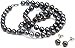BoBijou Black near round 6-7mm knotted pearl necklace with sterling silver lobster clasp with matching silver earring studs