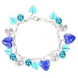 Bracelet Glass Heart and Shells Blue