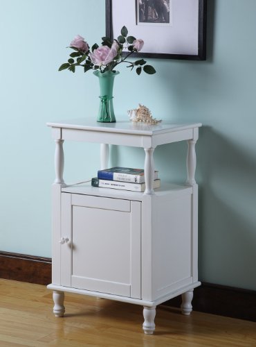 White Finish Wood Accent Side Table