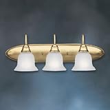3 Lt Bath, Pol Brass, Satin etched glass