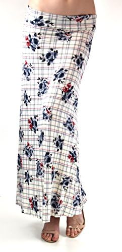 Colorful Stylish Long Spring Maxi Skirt (Small, White Floral)