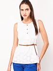 NOI Sleeveless Comfort Top With Floral Patterns