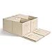 Stylish Label Holder & Two Handle Design Foldable Fabric Storage Cube Closet Organizer by Safari Foldables, 6 Pack Storage Bins, Cream Beige Color - Organizing Baskets For Books Clothes & Toys