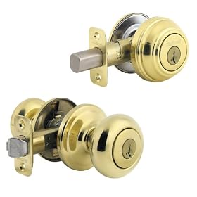 Kwikset 99910-032 Signatures Juno Knob SmartKey Combo Pack, Polished Brass by Kwikset