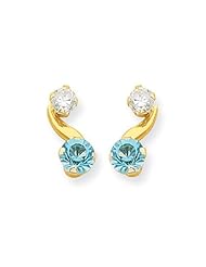 MadiK® 14K Yellow Gold Synthetic Aquamarine March Birthstone Post Earrings