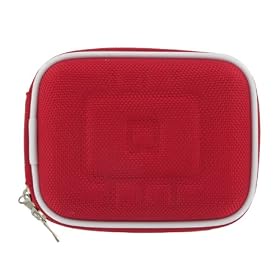 rooCASE Med Nylon Hard Shell (Red) Case for Flip Mino Camcorder Blue Lightshow