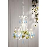 Laura Ashley MXX414 Maisie Mini Chandelier, Frosted Argent White