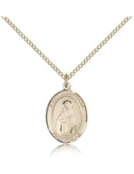 Gold Filled Saint St. Hildegard Von Bingen Medal Pendant 3/4 x 1/2 Inches -8260- Comes with a Gold Filled Lite Curb Chain Neckace And a Black velvet Box