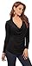Women's Draped Cowl Neck Long Sleeve Soft Stretch Knit Casual Blouse Tunic Top