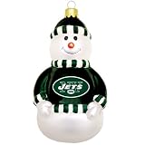 NFL New York Jets Blown Glass Snowman Ornament