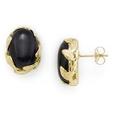 Black Coral Earrings in 14K Yellow Gold