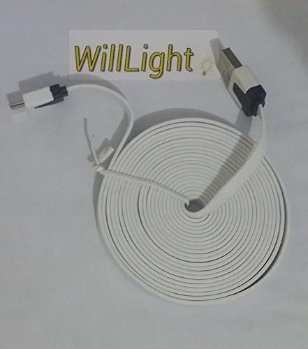 2 days delivery- WillLight 10Ft/3m Flat Noodle Style Micro USB Charging / Data Sync Cord for Samsung Galaxy S2 S3 S4 S5 Note2 Note3 HTC series in White