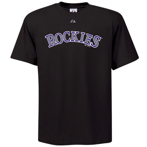 Colorado Rockies Official Wordmark Short Sleeve T-Shirt,Black (X-Large)