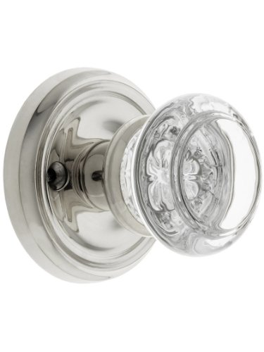 Traditional Rosette Set With Round Glass Door Knobs Passage Polished Nickel. Glass Door Knob Set. Traditional Rosette Set With Round Glass Door Knobs Passage Polished Nickel. Glass Door Knob Set.