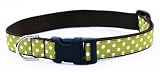 Medium Moss/White Polka Dot Dog Collar: 3/4 wide, Adjusts 13-20.