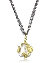 Vibes "Whimsical" 18 Karat Gold Diamond South Sea Pearl and Black Silver Necklace